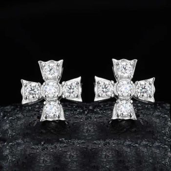 New Design Sparkling 925 Sterling Silver Flower Jewelry Vvs D Moissanite Earrings Hip Hop Four Leaf Stud Earrings for Wedding - Dianzi Jewelry Manufacture Co., Ltd - China