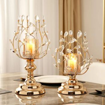 Nordic Living Room Wedding Decoration Home Accessories Metal Crystal Glass Candle Holder - Skylark Network Co., Ltd. - China
