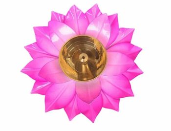 Pink Lotus Flower Brass Akhand Jyoti Diya Color Pink Weight 100g Material Brass Size 15 x 4 cm Brand Blissful Decor Usage/Application - Shree Hari Home Decor - India