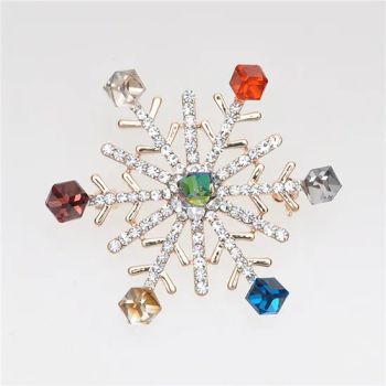 Top Selling Broche Jewelry Colorful Crystal Rhinestone Brooch Fashion Snowflake Brooch - Yiwu Beauty Jewelry Factory - China
