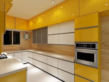 Kitchen Including GST Rate Material PVC Appearance Modern Door Finishing Glossy Kitchen Design U- Shape Finish Type Powder - A J Construction - India