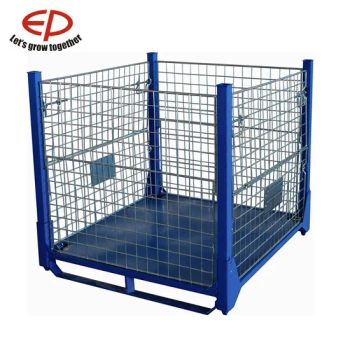 Galvanized Foldable and Stackable Wire Mesh Storage Cage Origin Cn Trademark EP Folded Folded Scale Heavy Duty Model NO. WZP-001 - ZHEJIANG EP EQUIPMENT IMP. & EXP. CO., LTD. - China