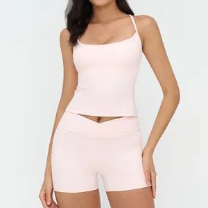 Women‘S 2 Piece Yoga Set Naked Feel Bra Top Booty Shorts Breathable Matching Set for Gym Fitness Training - Shenzhen Energy Pig Supply Chain Management Co., Ltd. - China