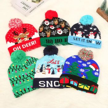 2024 Winter Knit Hat with Christmas Light Custom Christmas with LEDs LED Caps POM Beanie Christmas Hats - Yiwu Xuying Import and Export Co., Ltd. - China