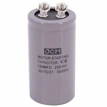 JCM 2 Motor Starting Capacitor, Through Hole Brand JCM Terminals 2 Tolerance 10% Voltage 440V AC Material Aluminium Capacitance 150 - Jahnavi Enterprises - India