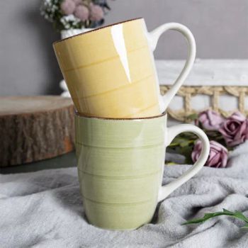 Promotional Stoneware Hand Painting 11oz Coffee Mugs Set of 4, Ceramic Coffee Cups for Cappuccino, Latte, Tea, Cocoa - Changsha Happy Go Products Developing Co., Ltd. - China