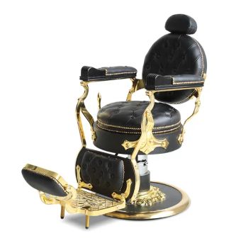 Vintage Tufted Black Golden Beauty Salon Barber Furniture Chair Luxury Hair Saloon Barber Chairs for Sale - Henan Eminent Medical Devices Co., Ltd. - China