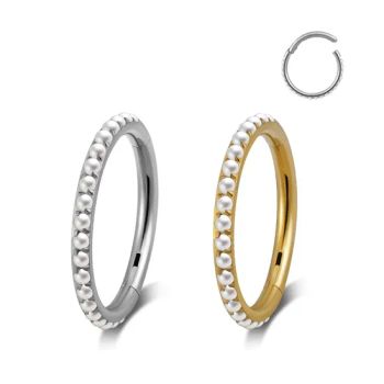 Fashion Piercing Jewelry G23 Pearl Hoop Earrings Nose Ring Body Piercing - Dongguan Jiang Titanium Jewelry Co., LTD - China