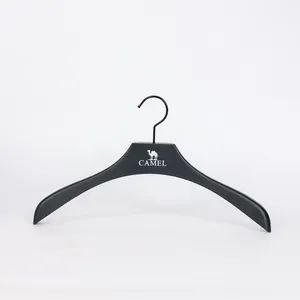 Clothing Store Display Wholesale Black Plastic Custom Coat Hangers with Logo - Quanzhou Hexing Display Products Co., Ltd. - China