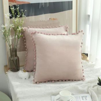 Decorative Throw Pillow Covers Cushion Cases, Soft Velvet POM Poms Double-Sided Cushion Cover - Shaoxing City Xinlan Textile CO., LTD. - China
