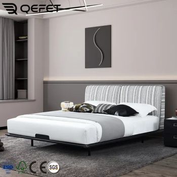 Italian Minimalist Bed Set Minimalist Fabric Master Bedroom Bird Grid Double 1 2 1 5 1 8 Meter Soft Mattress for Home Use - Foshan Shunde Qefet Furniture Co., Ltd. - China