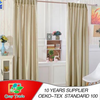 Plain Faux Silk Curtains, 100% Polyester Slub Silk Curtains Width 55" Style Solid Trademark no Location Window Origin - Shaoxing Kouzi Trading Co., Ltd. - China