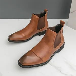 Men Business Leather Pointed Chelsea Boots Element No Color Multi Gender Male Origin China Type Casual Boot Material - Quanzhou Gushi Technology Co., Ltd. - China