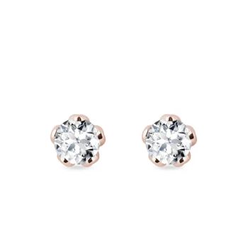 Flower 14K Rose Gold Diamond Stud Earrings Lab Grown Diamonds - HENAN GRACE JEWELRY CO., LTD. - China