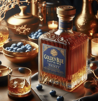 Gold Blue Sapphirus Whisky Brand Name golden blue Color Golden Hue With Blue Sapphire Accents Shelf Appeal Striking Visual Design Suitable For Retail And Bars - TOSI TRADE PTE. LTD. - Singapore