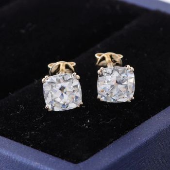 Old European Cushion Cut Moissanite Earrings Gh Color Loose Gemstone 10K Yellow Gold Earrings Provence Gems Fine Jewelry - Wuzhou Provence Jewelry Co., Ltd. - China