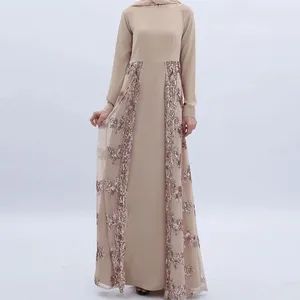 Stylish Two-Layered Sequin Abaya Dress for Islamic Fashion MOQ 50PCS Color Brown Model NO. W115 Trademark Habib Feature - Xingguo Xinrong Garments Co., Ltd. - China