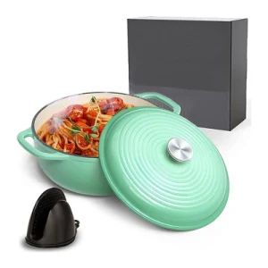 Wholesale OEM Blue Cookware Round Shape Cast Iron Enamel Dutch Ovens 30cm Shallow Casserole Pots Suitable for Gas Stove - Hebei Debien Technology Co., Ltd. - China