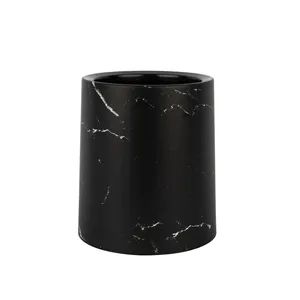 Black Medium Size Circular Plastic Trash Can with Patterns and Sleeves Dustbin - Taizhou Wangting Plastic Spring Co., Ltd - China