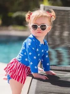 Customized New Design Children Swimwear Girl Toddler Swimsuit Kids Long Sleeve Skirted One Piece Rash Guard Infant Poolwear Toddle - Quanzhou Jiafu Textile Co., Ltd - China
