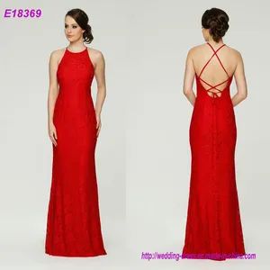 Red Elegant Sleeveless Lace Beaded Long Evening Dress Bridesmaid Dresses - Xiamen Shanny Dress Industrial Co., Ltd. - China