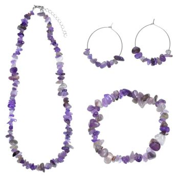 Semi Precious Stone Gemstone Crystal Jewelry Chip Beads Bracelate Ring Necklace Sets <Esb01362> - East Sunrise Jewelry Co., Limited - China
