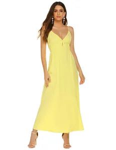 Yellow Long Dresses Women Elegant Ladies Spaghetti Strap Backless Dinner Cocktail Dress - Dongguan Darwin Intelligent Technology Co., Ltd. - China