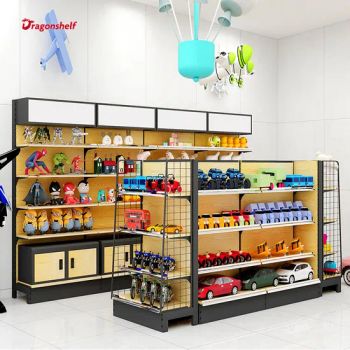 Dragonshelf Customized Single Side Supermarket Wooden Wall Shelves Used Gondola Shelving - Changshu Xunxun Merchants Super Equipment Co., Ltd. - China