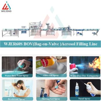 Automatic Bov Bag on Valve Aerosol Can Filling Machine Line for Deodorant Nasal Olive Oil Shaving Gel Spray Water Base Paint Fire  - Guangzhou Wejing Intelligent Equipment Co., Ltd - China