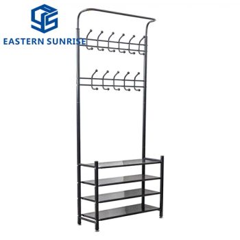 Tall Metal Coat Rack with Multiple Hooks and Four Storage Shelves - LUOYANG EASTERN SUNRISE CO., LTD. - China