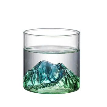 Manufacturers Customized Creative High Borosilicate Red Wine Glass Whiskey Glass Cup with Colored Mountain Design - Hejian Longteng Plastic Products Co., Ltd. - China