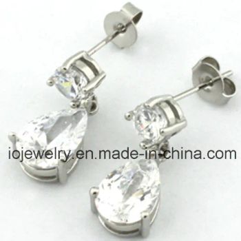 Water Drop Diamond 316 Stainless Steel Fashion Engagement Earrings - Guangzhou IO Jewelry Co., Ltd. - China