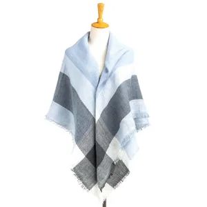 Fashion Ladies Elegant Constrast-Color Checked Woven Scarf Wrap Poncho Shawl - YiWu OuYe Accessories Co., Ltd. - China