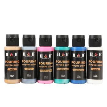 Handmade Craft Supplies DIY Project Essential Creative Tool 13PCS Metallic Acrylic Pour Paint Set - Shanghai Haobin Stationery & Art Material Co., Ltd. - China