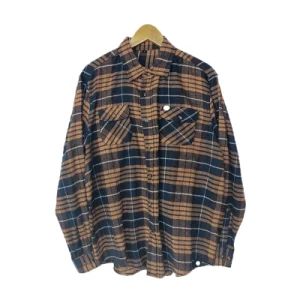 Brown Wholesale Mens Flannel Shirts Cotton Button up Model Loose Origin China Style Casual Type Leisure Gender Unisex Model NO. - Yancheng Yunqian Apparel Co.,Ltd - China