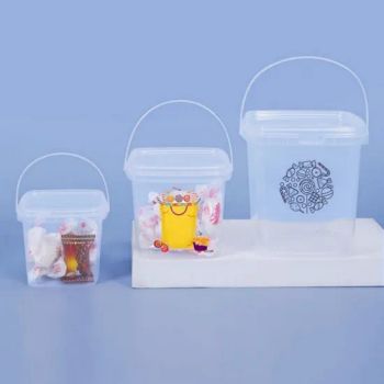 Square Plastic Buckets for Snacks and Desserts Packaging, Crayon Stationery Pails, Arts and Toys Barrels - Shandong Qingyun Hongyi Hardware Products Co., Ltd. - China