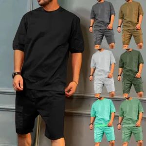 Custom Logo Training Fitness Sportswear Trousers Two Piece Set Shorts T Shirt Men Tracksuit for Spring Summer Sportswear - Guangzhou Profound Garment Co., Ltd. - China