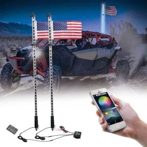 Edge Rlwp-4p Two Pieces 4FT RGB LED Whip Lights with Smartphone APP and RF Controller, with Flag for UTV ATV Jeep Truck 4X4 Sxs Buggy Dune, Pair - Avs (Ningbo) Industrial Co., Ltd. - China