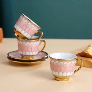 New Arabic Ceramic Mugs European Style Coffee Table Set Luxury Modern Cup Promotional Gift Set of 6 Coffee Mug and Saucer - Chaozhou Chaoan Tianhua Hardware Products Co., Ltd. - China