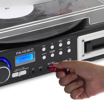 Turntable Vinyl Record Player Tape Recorder with Cassette Condition New HS Code 852791 Material MDF+PVC Power Supply - Huizhou Ruiya Technology Co., Ltd. - China