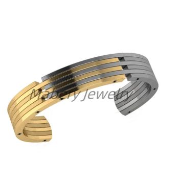 Chic Hammered Bicolor Stainless Steel Bangle for Trendy Fashion - Mabery Jewelry Limited - China
