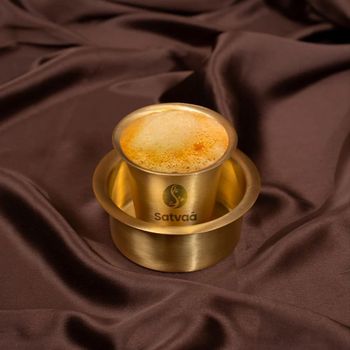 Satvaa Brass Coffee Glass with Dabara -Filter Coffee, Hand Crafted, Non-Toxic, Sustainable - Satvaa Organics - India