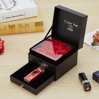 Elegant Flower Gift Box with Artificial Rose Jewelry Storage - Shaoxing Shecan Packaging Material Co., Ltd. - China