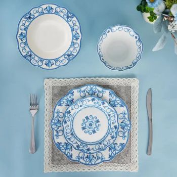 24PCS Wholesale Blue Pattern Ceramic Dinnerware Porcelain Tableware Ceramic Dinner Set - Shenzhen Hua Mei Industry Development Ltd. - China