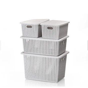 Cross Border Stackable Woven Rattan Style Lidded Boxes Baskets Storage & Organization - Good Seller Co., Ltd - China