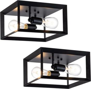 Semi Flush Mount Ceiling Light Fixture Black 11 Modern Industrial Square Metal Ceiling Light Farmhouse Lighting Ceiling for Kitche - Shenzhen Gluheit Technology - China