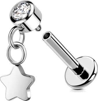 G23 Titanium Star Pendant Earrings Studs Lip Studs 5A Zirconia Body Piercing Earrings - Dongguan Jiang Titanium Jewelry Co., LTD - China