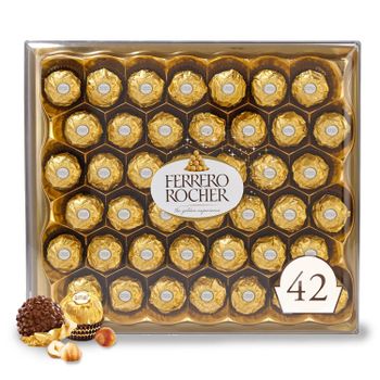 Ferrero Rocher Gourmet Hazelnut Milk Chocolate Gift Box, 42 Individually Wrapped Chocolates, 18.5 oz - Smart Agri GmbH - Germany