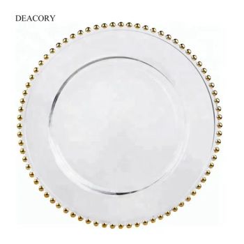 13 Inch Round Glass Charger Plates with Luxurious Gold Accents - Danyang Liou Kitchenware Co., Ltd. - China