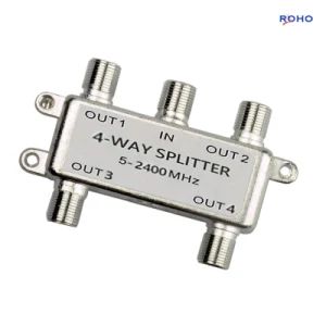 4 Way 5-2400MHz F Connector Indoor Audio CATV TV Satellite Power Splitter Satellite Splitter - ROHO CONNECTOR LIMITED - China